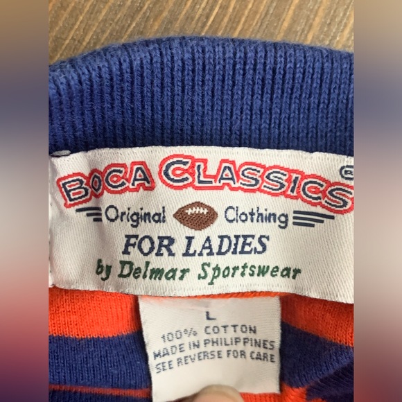 Gators Mens L Polo College Classics Blue Orange Striped 100% Cotton - Picture 6 of 6